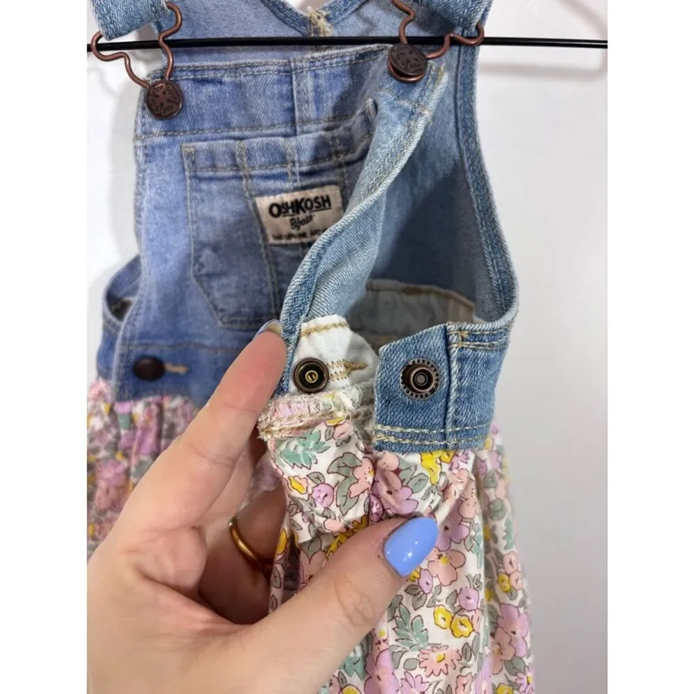 OshKosh B’gosh denim floral overall dress girls baby 12 months